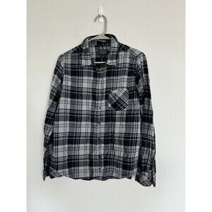 VINTAGE PENDLETON BUTTON UP SHIRT LARGE MEN GRAY PLAID FLANNEL USA MADE OUTDOORS